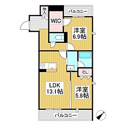 COSMOMAISON 2LDKの間取図画像