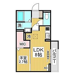 コラージュくりた 2階1LDKの間取り