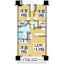 デュオヒルズ長野権堂 2階3LDKの間取り
