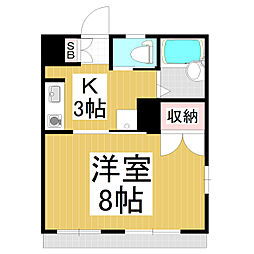 ラ・パーク居町 1階1Kの間取り