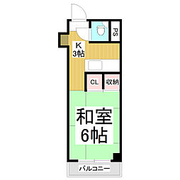 アルプスハイツ 2階ワンルームの間取り