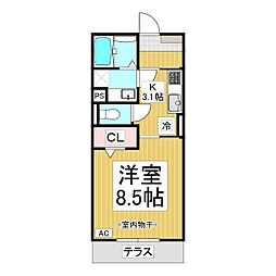 レジデンス令和 1階1Kの間取り