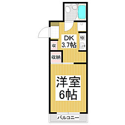 若里ＭＷ 2階1DKの間取り