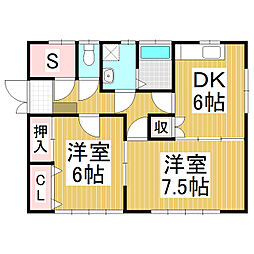 北堀戸建　　南棟 2SDKの間取り