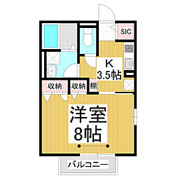 Flatあいのき 1階1Kの間取り