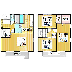 アン岳樹Ａ 1階3LDKの間取り