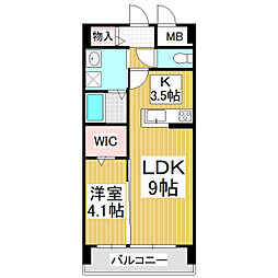 サミット栗田中央 1階1LDKの間取り
