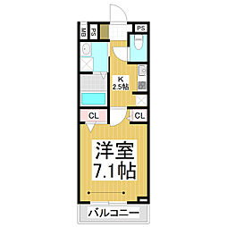 仮）上千歳町共同住宅 1階1Kの間取り
