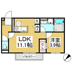 FORZA・安茂里 2階1LDKの間取り