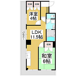 ハイホームズ七瀬 4階2LDKの間取り