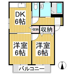ファミーユいずも　C・D 1階2Kの間取り