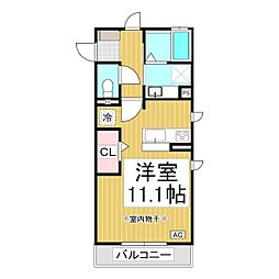 エスポワール栗田 2階ワンルームの間取り