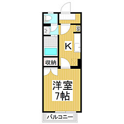 ハイツ中沢 1階1Kの間取り