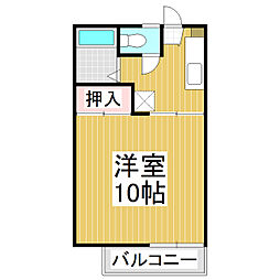 シャンブル花岡 2階1Kの間取り
