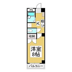 マインズＫ 5階1Kの間取り