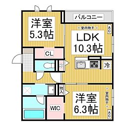 セルメイユール 2LDKの間取図画像