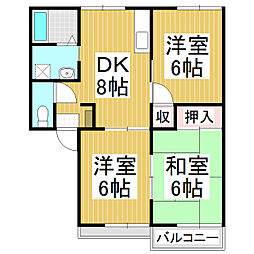 タウニイ稲葉NE 3DKの間取図画像