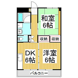 宮尾ハイツ 2DKの間取図画像