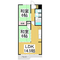 アシスト長野マンション3 2LDKの間取図画像