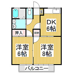 ウイングコーポラス 2DKの間取図画像