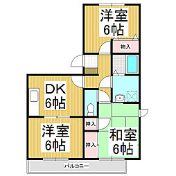 シェルブール二番街 3DKの間取図画像