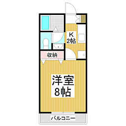 リバーサイド裾花 1Kの間取図画像