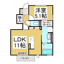 ハピネス高田B 1LDKの間取図画像