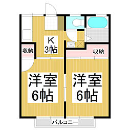 柳町ハイツ 2Kの間取図画像
