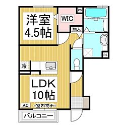 エレンシア風間B 1LDKの間取図画像