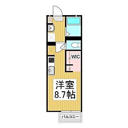 エバーグリーン裾花 ワンルームの間取図画像