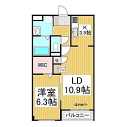 サン・フローラ南俣 1LDKの間取図画像