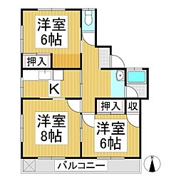 富士ハイツA 3Kの間取図画像