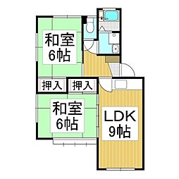ホワイティー沙羅B棟 2LDKの間取図画像