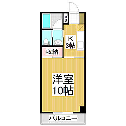 プレジデント穂高 1Kの間取図画像