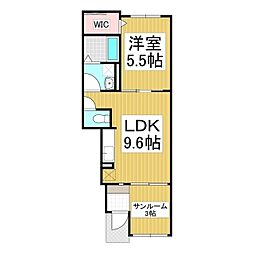 シエル 1LDKの間取図画像