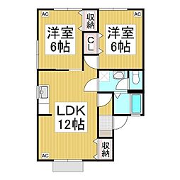 セジュール城北 2LDKの間取図画像