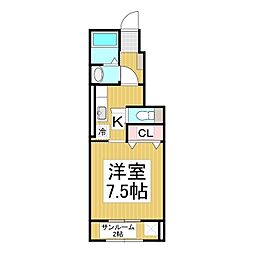 グレイス・チェスタA 1Kの間取図画像