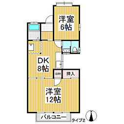 ホームウィズペット 2DKの間取図画像