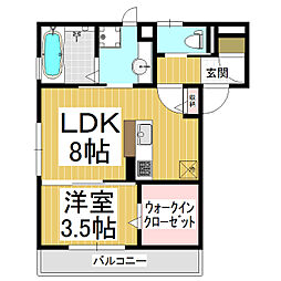 フラッツ・テラ東口 1LDKの間取図画像