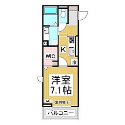リヴェール中御所C 1Kの間取図画像