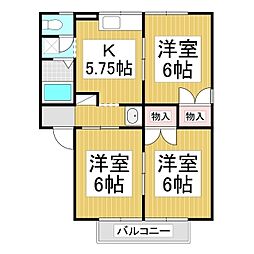 サンロード小山A 3Kの間取図画像