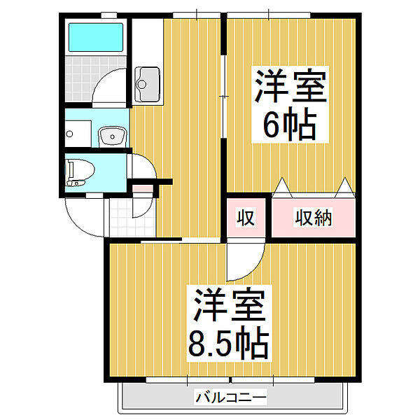 あかねハイツ ｜長野県松本市大字惣社(賃貸アパート2DK・2階・39.60㎡)の写真 その2