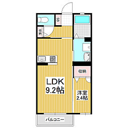 クロリ　ピエス 1階1LDKの間取り