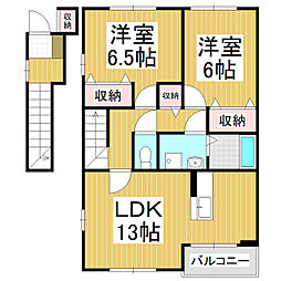 ボム・コリーヌIV 2階2LDKの間取り