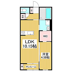 ウィズハイム西松本 1階1LDKの間取り