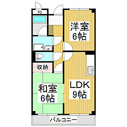 Limpiaメゾンタナカ 2階2LDKの間取り