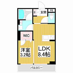 ベレオ高宮 3階1LDKの間取り