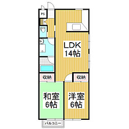 スカイラァツ五和 2LDKの間取図画像