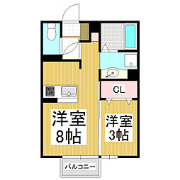 アリスコート・シミズA 1LDKの間取図画像