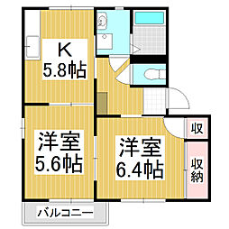 タウン・プレミールC 2Kの間取図画像